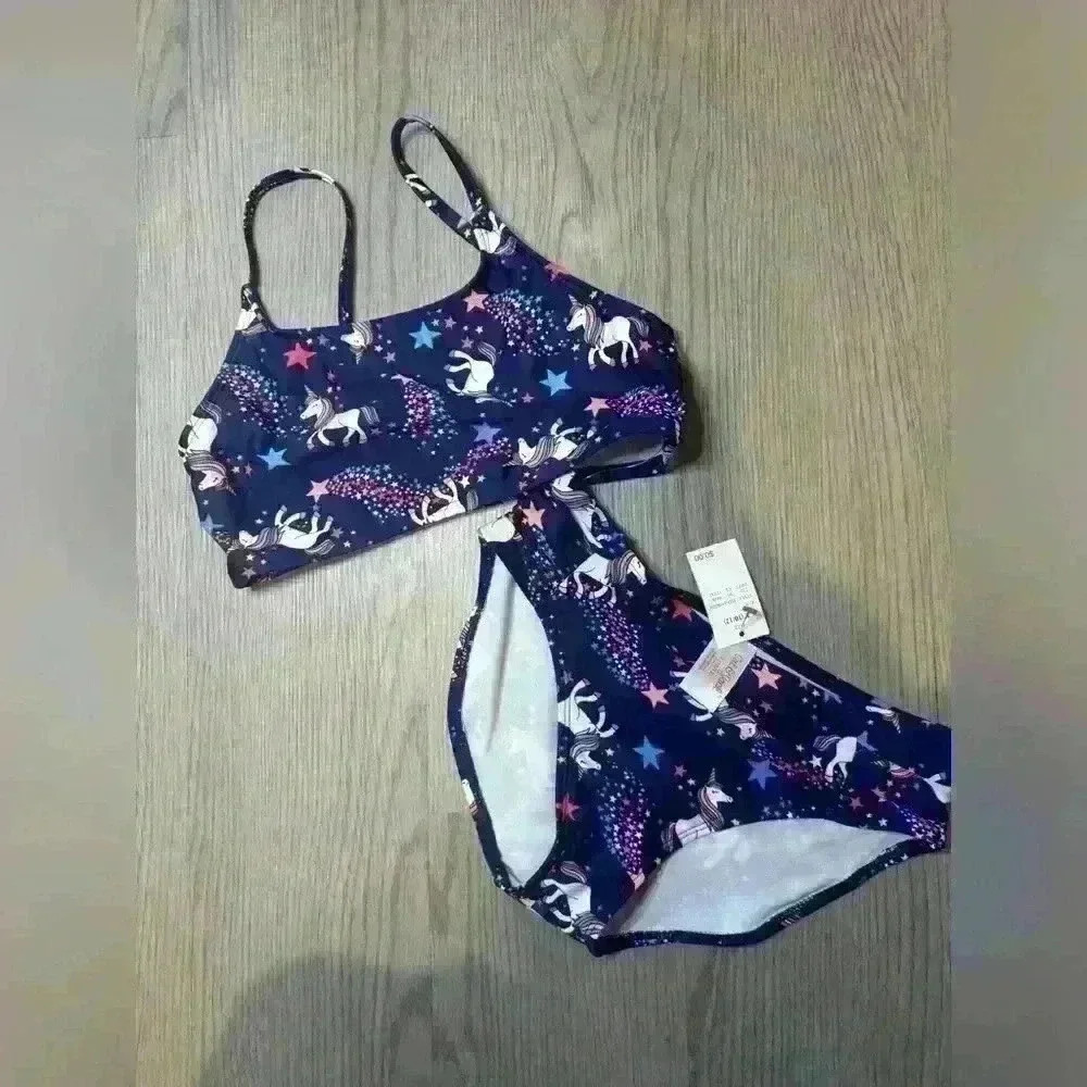Cat & Jack NWT Blue Unicorn Print Swimsuit Size L